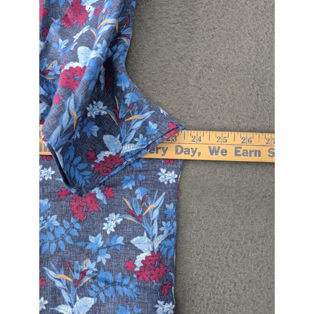 Quieti Mens Linen Tencel Camp Collar Floral Tropical Shirt Size L Blue NWT $110 - Picture 6 of 12
